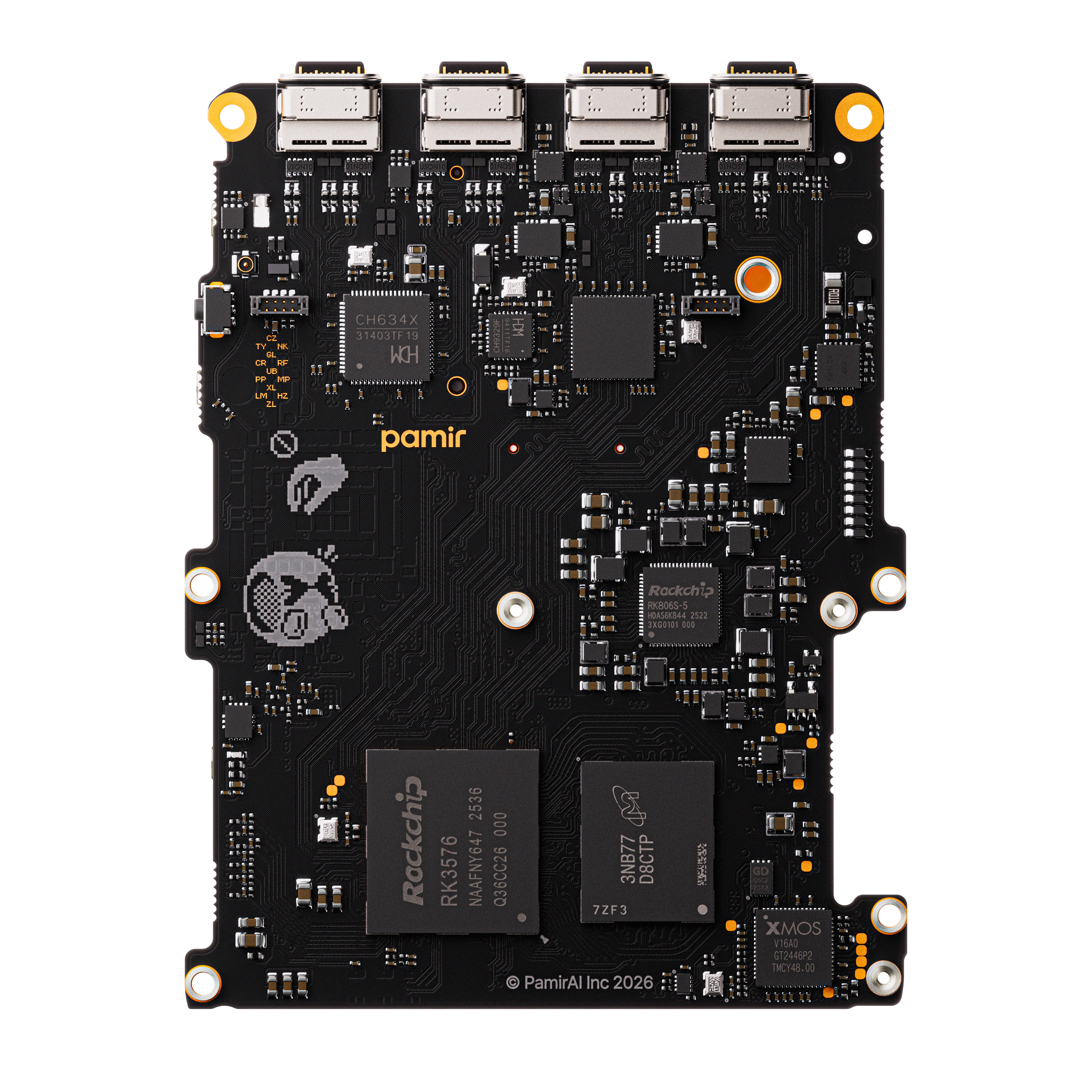 The top of the black Lapis One circuit board.