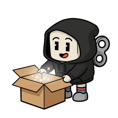 Pamir mascot opening a box